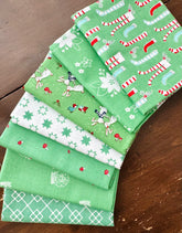 Green Christmas FQ bundle of 8